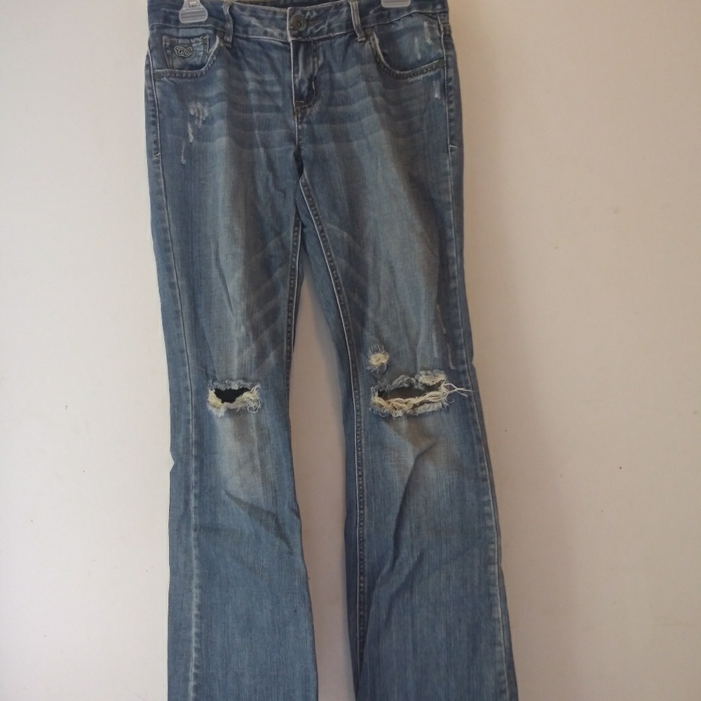 C7P distressed flare jeans laguan beach sz 9